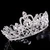 Forseven kvinnor full cirkel krona vintage kristall rhinestone tiara och kronor huvud smycken bruddiadem bröllop hår tillbehör j0121
