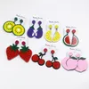 Acryl overdreven grote grootte aardbeien citroen lemon kiwifruit perzik oorbellen zoet fruit sieraden voor vrouwen meisje grappig feest sieraden cadeau