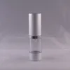 High Quality 15ml 30ml 50ml Airless Pump Cosmetic Lotion Bottle Matte Silver 30ML Travel Empty Cylinder Airless Facial Cream Pump Bottle Wholesale Freeship