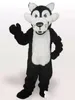 Custom Black Wolf Mascot Kostym Vit Belly Vuxen Storlek Fancy Carnival Costume