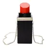 Women Acrylic Black/red Lipstick Shape Evening Bags Purses Clutch Vintage Banquet Handbag