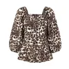 Bloups feminina camisas mulheres 2021 moda leopard estampa Celmia vintage meia manga de verão colarinho quadrado sexy elegante streetwear tops 5xl1