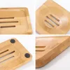 Soap Dish Bamboo Round Rangement Rangement Square Natural Durable Drain Drain Rack Dégradable Eco Friendly Room Accessories LLS426WLL2953259