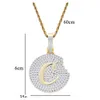 18k Gold Plaated Cookies Pendant Necklace Iced Out Cubic Zircon Mens Hip Hop Bling Wmtudn Luckyhat