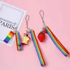 Keychains Fashion car key chain, bag decoration, rainbow tie, fruit pendant, airplads breloques, Samsung Galaxy buses, gifts