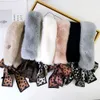 New Long Skinny Silk Letter Leopard Printed Hair Head Scarf with Winter Warm Faux Fur Neck Collar Scarves for Women Foulard 2012108737869