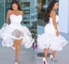 White Mermaid 2021 Short Length Wedding Dresses Tea Length Sweetheart Ruffles Plus Size Cocktail Dress Summer Beach Boho Bridal Go222r