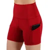 Gym Shorts Kvinnor Hög midja Lyft Push Up Yoga Shorts Kvinnors Diagonal Pocket Sport Running Tight Fitness Yoga Byxor