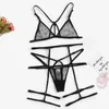 Bras Sets Bralette Black Harness Polka Dot Kouseband Sexy Vrouwen Transparante Lingerie Set Summer See Through Ladies Bra and Underwear