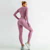 Ropa de yoga para mujer Trajes de manga larga Sexy Tops de manga larga Alta Cintura Hip-levantamiento sin fisuras Pantalones de yoga sin fisuras Mujeres Casual Jogger Ciclismo Conjuntos