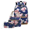 Mochilas escolares para as sacolas de meninas adolescentes Bolsas de crian￧as leves para crian￧as viajam de backpack de lona florais Set313g