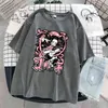 Demon Slayer T-Shirts Anime Kimetsu No Yaiba Print Streetwear Men Women Oversized 100% Cotton T Shirt Harajuku Tees Tops Clothes Y220214