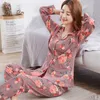 Pyjama Women Clothes Summer Womens Pajamas Sets Long-sleeved Sleepwear Suits Girl Fashion Casual Outerwear Sleepwear Night Suit 201113