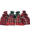 Grille de Noël sac de bonbons en tissu enfants adultes sacs cadeaux sac de bonbons de Noël motif de neige sacs à cordon femmes sacs de rangement de maquillage