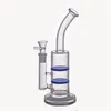 1pcs Glass Bong Honeycomb Perc Smoking Water Pipe Bubbler 2 Layer Filter Percolator Recycler Hookah Shisha with Bige Size Oil Burner Pipes