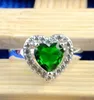 Fedi nuziali Cuore estetico Cristallo verde Cubic Zirconia Fasce per donna Gioielli Anello di fidanzamento romantico Accessori dichiarazione