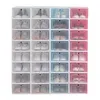 12 adet Ayakkabı Kutusu Seti Renkli Katlanabilir Depolama Plastik Şeffaf Ev Düzenleyici Ayakkabı Raf Yığın Ekran Depolama Organizatör Tek Kutu C0116