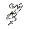 Zwarte hematiet katholieke rozenkrans ketting kruis ketting religieus ornament gebed jewerly
