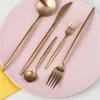 KuBac 30 Pcs Rose Gold Stainless Steel Dinnerware Fork Knife Scoops Dessert forks Cutlery Set Tableware For Party Y200111