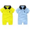 Newborn Rompers Cotton Lapel Collar Short Sleeve Romper Baby Infant Boy Designer Clothes Toddler Rompers for 0-24 Month