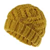 Knitted Hat Solid Rhombus Grid Woollen Beanie Coarse Wool Knitting Cap Autumn Winter Fashion Casual Outdoor Women Knitted Hats WMQ CGY765