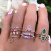 Anneaux de mariage vert blanc cubique zircone larme goutte bague cz pour femmes bijoux de doigt bande de fiançailles anneaux de haute qualité1