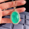 Knuriquen 925 Sterling Silver 20 * 30mm Paraiba Tourmaline Emerald Pink Kwarcowy Gemstone Naszyjnik Wisiorek Fine Jewelry Dla Kobiet Q0531