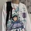 Harajuku мужской с длинным рукавом футболки осень готический винтажный печати Ulzzang уютная модная уличная одежда мешковатый корейский модный BF плюс топы G1222