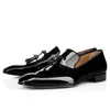 2022 New Mens Lofers Shoes Black White Brown Bred Bred Suede Patent Leather Protents Glitter Fashion Dress Business