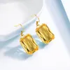 Boucles d'oreilles en Citrine couleur or 18 carats pour femmes, bijoux suspendus en argent Sterling 925 véritable, Vintage, bijoux tendance 2022