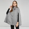 Kvinnor Casual Capes Vintage Office Lady Knapp Vanlig Vinter Kvinna Elegant Fashion Overcoats Faux Fur Neck Stilfulla Coats 201210