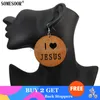 Dangle & Chandelier SOMESOOR Jewelry Laser Cutting African Map Shape I Love Jesus Fashion Wooden Drop Earrings For Women Gifts Who2566