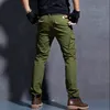 Calças de carga de cor sólida casual de homens AKSR com bolsos tamanho grande flexível calças táticas streetwear calças de pista macacão homens lj201104