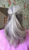 Moda Europejskie Kobiety Brązowe Szare Włosy Pony Tail Ognioszki Okładki Wokół Sól I Pieprz Naturalne Najważniejsze Najważniejsze Human Hair Ponytail 100g