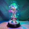 LED Glass Immortal Rose Enchanted Galaxy Decoration Home Furnishing Eternal 24K Gold Foil Flower Glass Cover Valentine's Day Gif