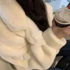 Lucyever Koreaanse mode nertsen bontjassen vrouwen casual effen turndown kraag korte faux jas winter losse warme jas vrouwelijke 211220