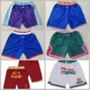 Nieuwe team basketbalkleding gewoon don shorts sport broek met pocket rits joggingbroek hip pop blauw wit zwart paars geel heren stitch goede running size s-xxxl