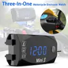 New Universal Motorcycle Electronic Clock Thermometer Voltmeter Three-In-One IP67 Waterproof Dust-proof LED Watch Digital Display