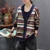 retro cardigan jacquard v-neck long-sleeved sweater jacket autumn casual all-match single-breasted knitted cardigan women 201223