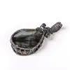 Natural Glitter Stone Labradorite Fashion Necklace Pendant Wire Wrapping Prototyp Stone DIY JEYCHES OCH Women's C2834