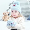 M420 New Winter Warm Baby Cartoon Plane Knitted Hat Mitten Set Child Babies Wool Ball Hats Beanie Gloves Kids Hat + Gloves 2pcs/set