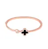Bracelet de trèfle chanceux de la mode coréenne simple bracelet or rose polyvalente populaire ouverte
