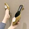 Designer Women Switaped Toe Gem Med Heels Kobiet Pompy Marka Ladies Leather Casual Club Party Shoes Square Heels Wedding Buty