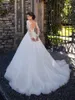 New White Long-sleeved Bridal Wedding Dresses Tail Wedding Dress Simple Temperament Lace Mid-Waist Bride Vestido De Novia