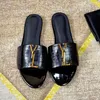 Designer Sandals Genuine Leather Slippers High Quality Luxury Sliders Women Fashion Metal letters Slide Ladies Black Outdoor Home Slides With Box