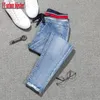 Jeans stretch mujer taille plus pantalons à lacets femmes jeans grande taille denim patch élastique harlan manchette crayon femme jeans femme LJ200811