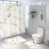 4 Stil Marmor Muster Kreative Duschvorhang Wasserdichte Badezimmer Vorhänge Drei Matten Set für Waschraum Schließen Hocker Matte 201102
