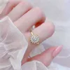 2022 Trendig Bling AAA Zircon Sun Flower Design Ringar Roterbar Justerbar Ring Open för kvinnor Utsökt Lyx s bijoux