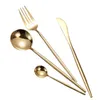 24pcs guld dinnerware set rostfritt stål porslin Kniv gaffel sked bestick diskmaskin säkra bestick gaffel 211229