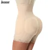 Jececer taille haute culotte taille formateur amincissant ventre shapewear faux bout avec 4 rembourrés bout à bout sous-vêtements culotte 201222